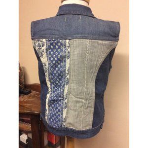 Nine West Vintage America Boho Patched Denim Vest
